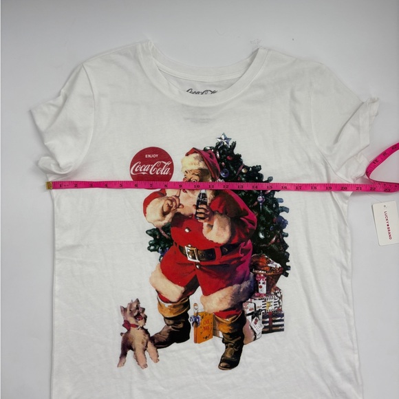 Lucky brand Coca-Cola Festive Santa White T-Shirt - Picture 3 of 5